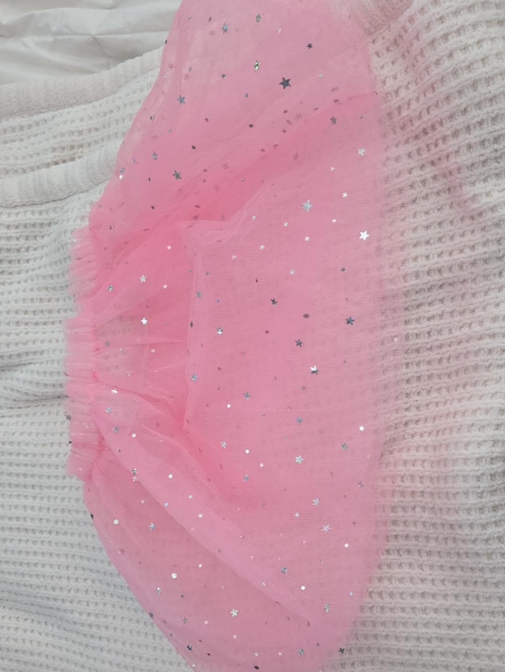 Pink Kids Tulle Skirt with Silver Stars